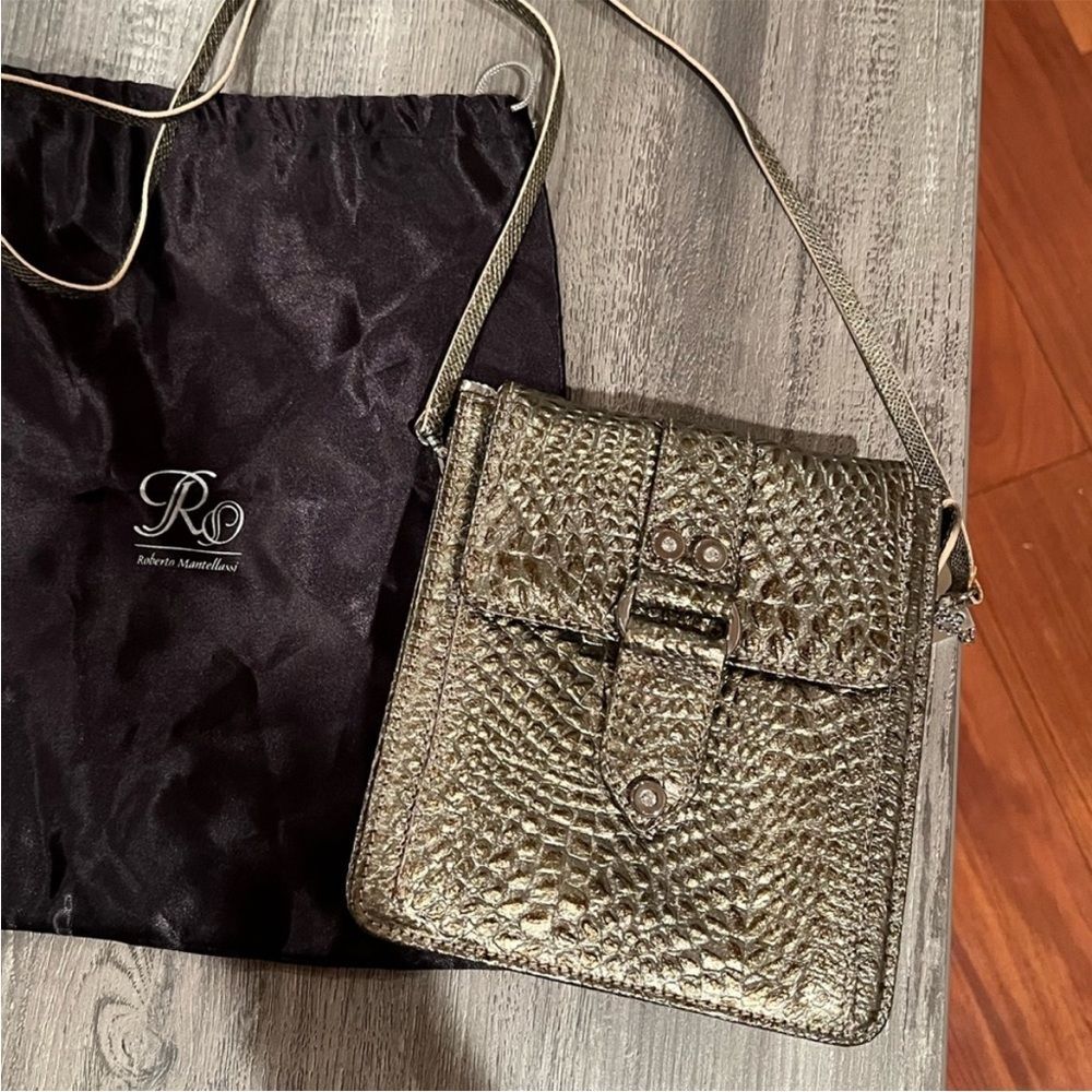 Roberto Mantelassi Crossbody Croc Embossed Leather Made in Italy